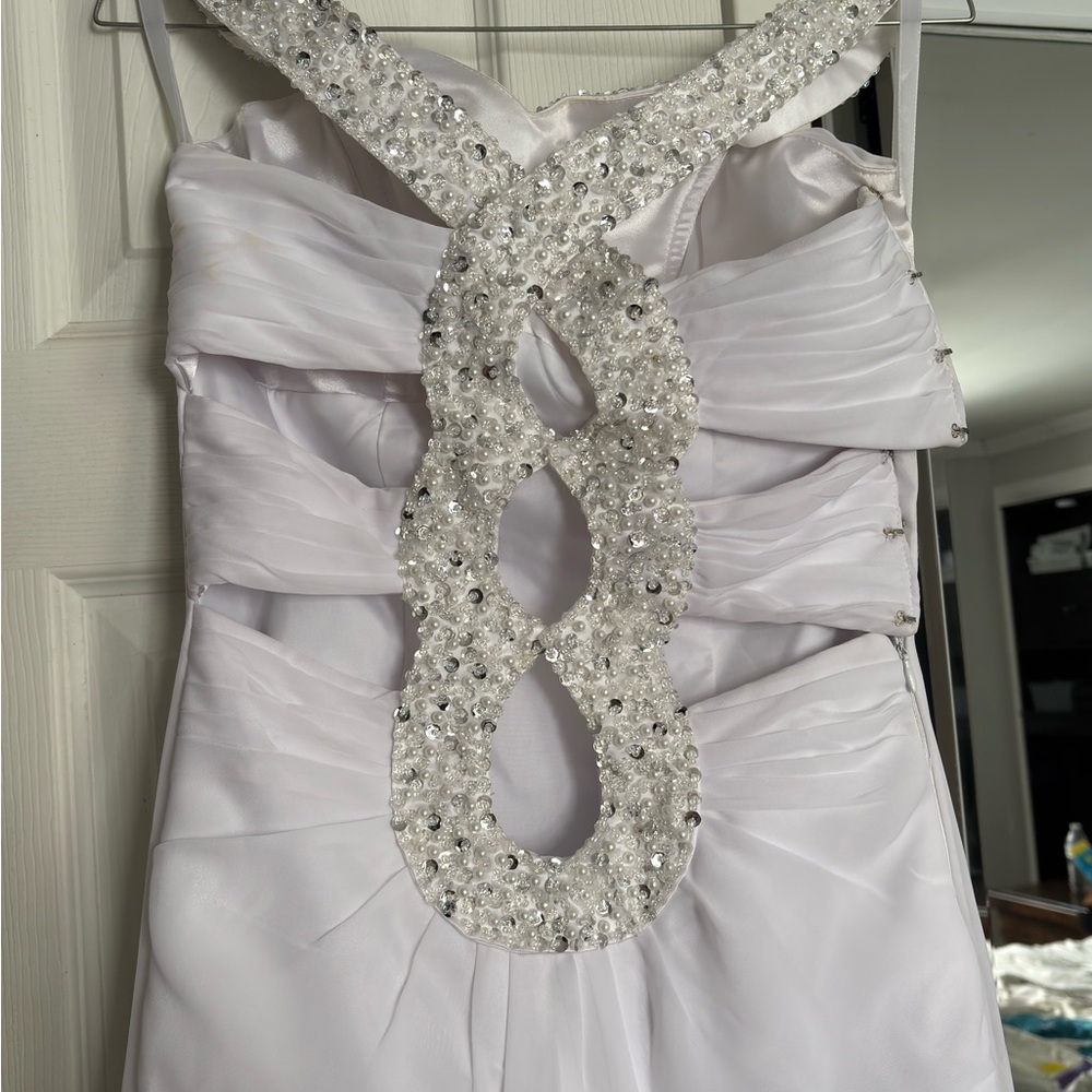 SOLD Stunning White Beaded Prom Dress